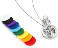 Aromatherapy Essential Oil Diffuser Necklace Jewelry - Aromatherapy Jewelry - Hypoallergenic 316L Surgical Grade Stainless Steel, 20.8” Chain + 9 Washable Insert Pads + Charms …