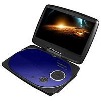 Impecca DVP916B 9 Inch Swivel Screen, Portable DVD Player with Rechargeable Battery, SD Card Slot and USB Port, Blue