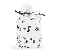 Excellent Black PAW Print Clear 4x2x9" Medium Cello Cellophane Party Treat Food Snack Bags (75)