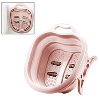 WQLDSP Foldaway Foot Spa with 4 Removable Massage Rollers and Thick PP Material Effectively Promote Blood Circulation, for Parents, Friends,Pink