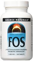 Source Naturals FOS 1000 mg Fructooligosaccharides Probiotic Enhancer - 100 Tablets