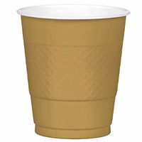 Amscan International 355ml Cup Plastic, Gold Sparkle