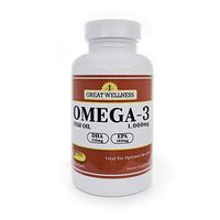 Great Wellness Omega-3 Fish Oil 1,000 mg Fish Oil with DHA & EPA Fatty Acids 60 Count