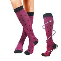 Compression Socks for Women Men 20-30mmHg-Best Medical, Nursing, Travel & Flight Socks - Running & Fitness Compression Stockings (L/XL, Wine Red Dot)