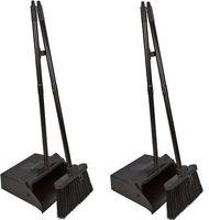 Carlisle 36141503 Duo-Pan Dustpan & Lobby Broom Combo, 3 Foot Overall Height, Black (2-Pack)