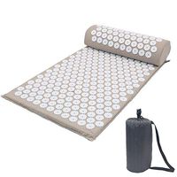 Acupressure Mat Pillow Set Back Neck Pain Relief Stress Migraine Sciatic Pain Relief Device Back Massager with a Bag for Storage Travel (Gray)