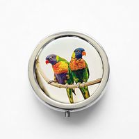 RhyNSky Animal Parrot Mini Portable Pocket Pill Box Case Holder for Purse, 3 Compartments, Silvery, FS209
