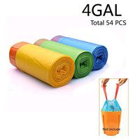 4 Gallon Drawstring Trash Bags, Small Trash Bags, Colorful Garbage Rubbish BagsFor Kitchen, Office,Car, 15 Liter/ 3 Color Rolls/ Total 54 Pcs,Overlapping Single design! No Need Tear! Loading 25 LB!