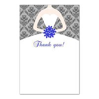 30 Thank You Cards Grey Vintage Damask Royal Blue Bouquet Bride Dress Design Bridal Shower Sweet 16 Quinceanera Party Event + 30 White Envelopes