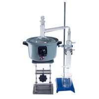 500ml Lab Essential Oil Steam Distillation Apparatus Glassware Kits Water Distiller Purifier Distillation Device Set Home Oil Extraction Chemical Experiment Equipment w/Heater Lift