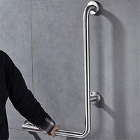 2 Side Bathroom Toilet Handrail Stainless Steel Barrier-Free Elderly Pregnant Handle Bathroom Safety Non-Slip Handle (Color : Left)