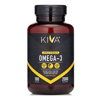 Kiva Omega 3 Fish Oil, Triple Strength, High EPA, DHA - Superior Triglyceride Form, Non-GMO, Heavy Metal and PCBs Tested with No Fishy Burps (Heart, Prenatal, Joint Support) - 180 Softgels