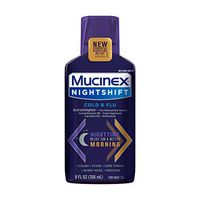 Mucinex Nightshift Cold & Flu Liquid 9 fl. oz. Relieves Fever, Sneezing, Sore Throat, Runny Nose, and Controls Cough