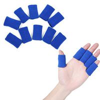 SUPVOX 10 Pieces Finger Sleeves Protector Finger Protection Cots for Arthritis Basketball Mallet Finger Trigger Blue