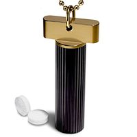 Cielo - Designer Black & Gold Pill Case Keychain Pill Holder for Medicine, Allergy Pills, Ibuprofen, Aspirin - Made in The USA, Cielo's Pill Container Keychain Pill Fob is The Best!