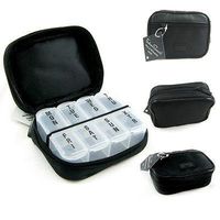 7 Day Sorter Pill Vitamin Medicine Weekly Travel Organizer Box in Zippered Case (Black)