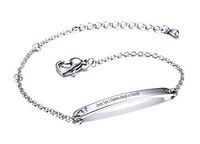 VNOX Customize 4.6MM Stainless Steel Medical Alert ID Link Heart Shape Clasp Adjustable Bar Bracelet,B