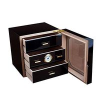 Smoking Set/Cigar Humidors Cedar Wood Moisturizing Cabinet Large Capacity 3 Layers with Humidifier and Hygrometer Constant Temperature and Humidity Glass Window Piano Paint Multi-Function Men's Gift