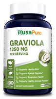 Graviola 1350mg 200 Veggie Caps (Non-GMO, Gluten Free) Soursop Supplement - Healthy Skin & Helps Promotes Cell Growth, Respiratory System, Balanced Mood