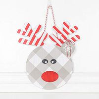 16" X 16" X .5" Wood Shape (Rudolph), Red/White/Gray/Black – 70515