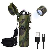 Waterproof Lighter, Keenisic Electric Lighter Flashlight USB Rechargeable Arc Lighter, Portable Handheld, IP67 Water-Resistant for Outdoor Camping - 2 in 1 (Camouflage)