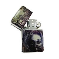 Zombie Dead Walking - Silver Lighter Windproof Flip-Top Refillable with tin Gift Box