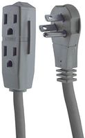GE Indoor Office Extension Cord, Extra Long 15ft Power Cable, 3 Grounded Outlets, 3 Prong, Low-Profile Right Angle Flat Plug, 16 Gauge, UL Listed, Gray, 43026, 15',