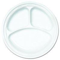 Dart 10CPWF Famous Service Plastic Dinnerware, Plate, 3-Comp, 10 1/4" dia, White, 125 per pack (Case of 500)