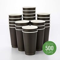 500-CT Disposable Black 16-oz Hot Beverage Cups with Double Wall Design: No Need for Sleeves - Perfect for Cafes - Eco Friendly Recyclable Paper - Insulated - Wholesale Takeout Coffee Cup