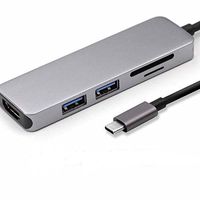 Type C Pro Hub with 4k HDMI,Pass-Through Charging, SD and Micro Card Reader and 2 USB 3.0 Ports ,Aluminum USB C Adapter for MacBook Pro 2015 / 2016 / 2017 Mac,ChromeBook and Other Type C Devices