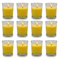 Small Citronella Candles Outdoor and Indoor Soy Wax Votive Candles for Party Dinner and Camping - 12 Hours Burn Time, Set of 12