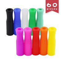 DLOnline 60 Pieces Silicone Straw Tips,10 colors Food Grade Straws Tips Covers Fit for 1/4 Inch Wide(6MM Outdiameter) Stainless Steel Straws