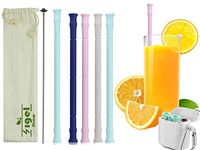 Silicone Straws - BPA Free Non-Rubber Silicon Reusable Drinking Straws 4 Collapsible Straws 8" with 1 cloth bag 1 Collapsible Straws 10" with 1 Cases and 2 Cleaning Brushes for 30oz Tumblers