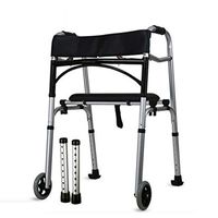 TYJ-USA Walker Old Man Walking Stick Old Man armrest Four-Legged Walker with Wheel Belt Walking aid Lightweight Folding (Color : Silver, Size : 5247cm)