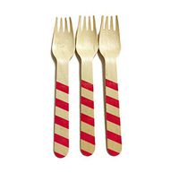 Perfect Stix StripedForks 158 36-Pink Printed Wooden Forks with Pink Stripes Pattern, 6" (Pack of 36)