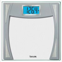 Taylor 7581 Glass Digital Scale Stainless Steel Accent with LCD Blue Backlit Display