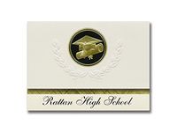 Signature Announcements Rattan High School (Rattan, OK) Graduation Announcements, Presidential style, Elite package of 25 Cap & Diploma Seal Black & Gold