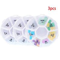 Pill Organizer, INVODA Pill Case7 Day Transparent Pill Box Weekly Pill Planner Remark from Sunday to Saturday Pill Container with7 Compartments (3 Pack)