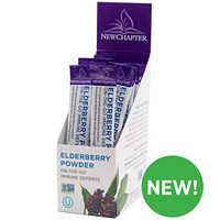 Elderberry Powder, New Chapter Elderberry Powder On The Go Sticks, 15 Servings, 64x Concentrated Black Elderberry + Organic Honey, Non-GMO, Kosher, Gluten Free