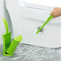 Ronglizhi Plastic Toilet Brush and Bathroom Storage - Space Saving, Sturdy, deep Cleaning, Covering Brush, Grass Shape