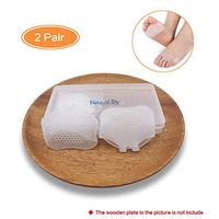 Two Pair Silicone Gel Toe Pads - Toe Separator - Forefoot Cushion Forefoot Supports - Metatarsal Correction Foot Care for Women and Men Pain Relief Bunion Forefoot Cushioning Relief (White)