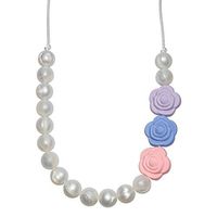 Munchables Sensory Chew Necklace for Girls (Pearls with Multi-Color Roses)