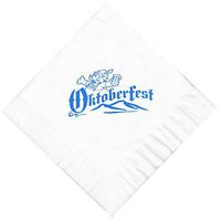 25 White Oktoberfest Luncheon Paper Napkins with a Turquoise Color Oktoberfest Brewmeister Logo