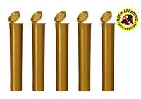 EZtube 5-Pack Squeeze Top Joint Blunt Cigarette Doob Tube Holder Waterproof Airtight Smell Proof Odor Sealing Container (Gold, Small)