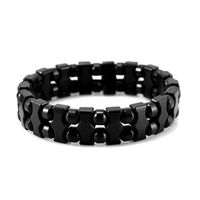 Power Ionics Health Tourmaline Special Beads Bracelet Yoga Wristband w/Box Stretch (Black)