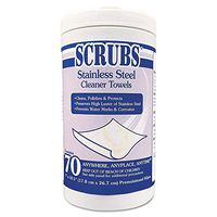 SCRUBS 91970 Stainless Steel Cleaner Towels, 9 3/4 X 10 1/2, 70 Wipes/pack, 6 Packs/carton
