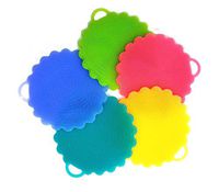 Multipurpose Silicone Scrubber - Durable, Antibacterial, Non-Abrasive, Odor-Free – Flower Shape, Pack of 5, Multi Color