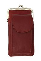 Genuine Leather Cigarette Holder with Lighter Pocket & Cellphone Pocket (Red)