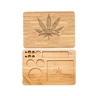 Laser Engraved Customized Personalized Bamboo Rolling Tray. Cut Out,for Rolling Tobacco Cigar Paper,Leaf,Medicinal Herb,Personalize The Back for Free- Herbal Medicine Leaf Design
