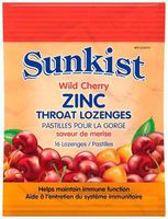 18 Pack x Sunkist Zinc Throat Lozenges with Vitamin C and Echinacea, Wild Cherries, 16 Lozenges